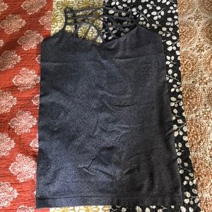 Heather gray criss cross tank